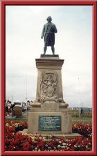 Cook's statue overlooking Whitby harbour